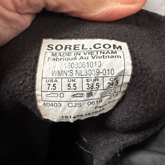 Sorel Black Suede Winter Boots Faux Fur Trim Lace Up Size 7.5 - Picture 3 of 8